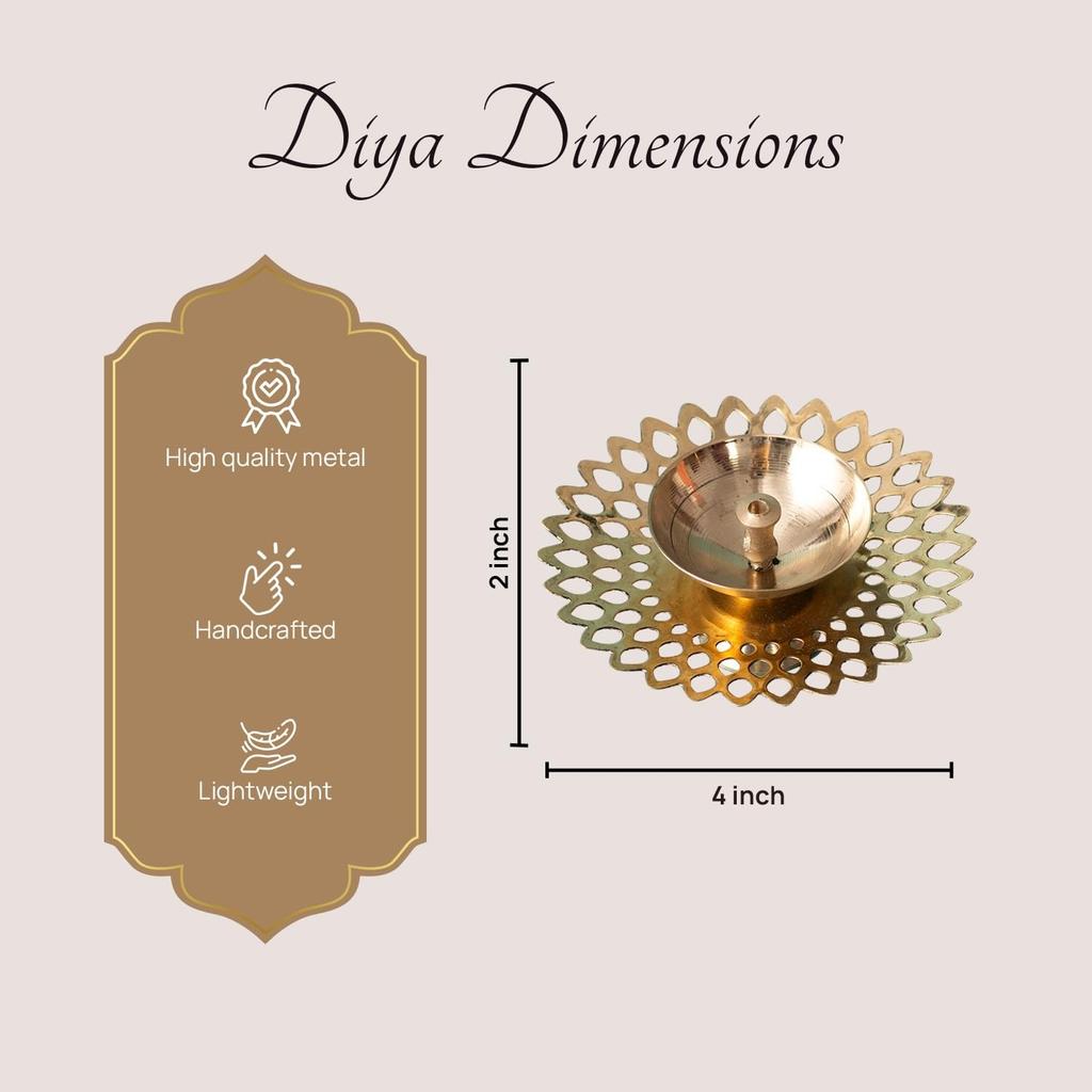 Латунный подсвечник-дия, Brass Candle Holder Diya,  Nestroots