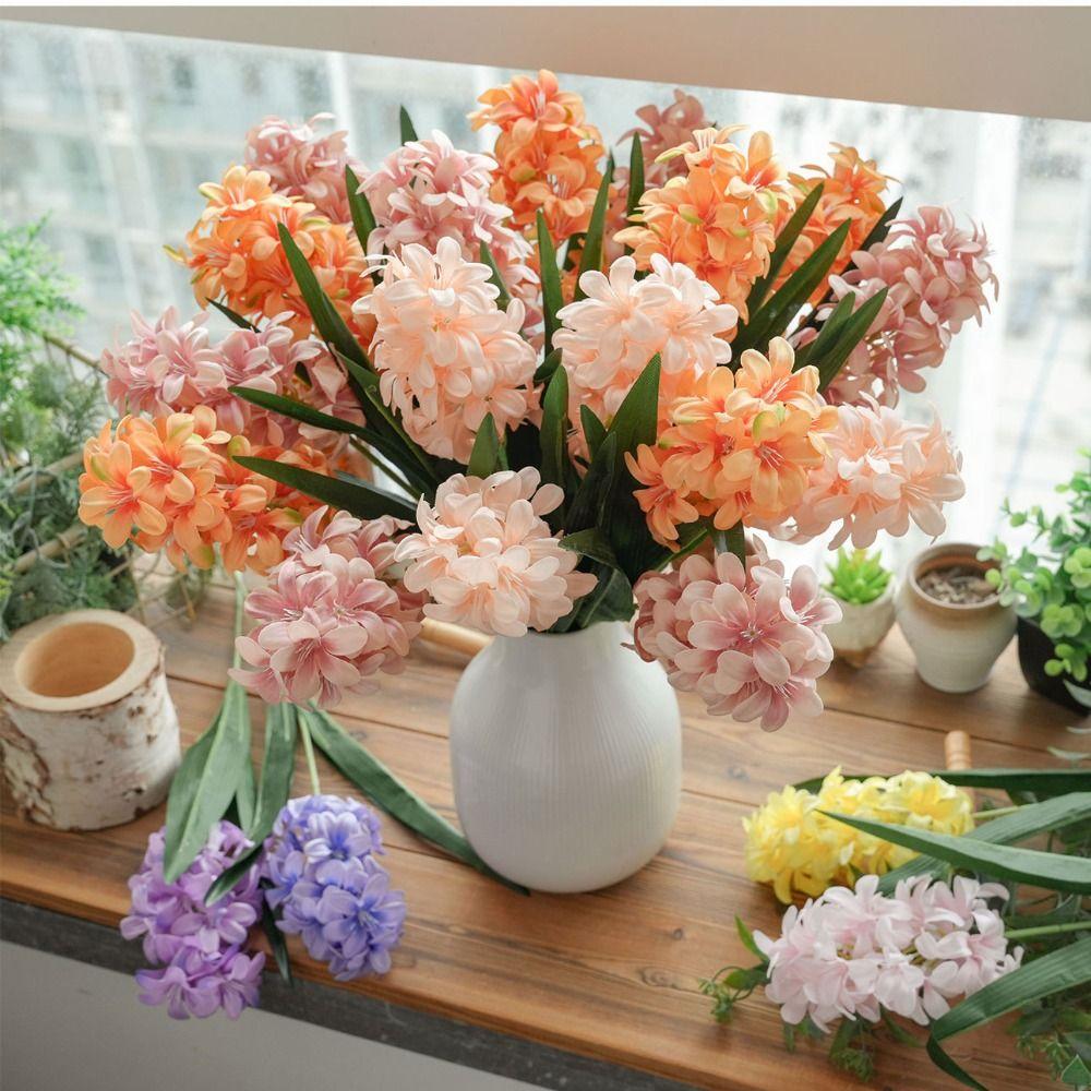 Pink Artificial Hyacinth Flowers Simulation Decorative Artificial Faux Plants Floral Display Fake Silk Flower Wedding Decoration