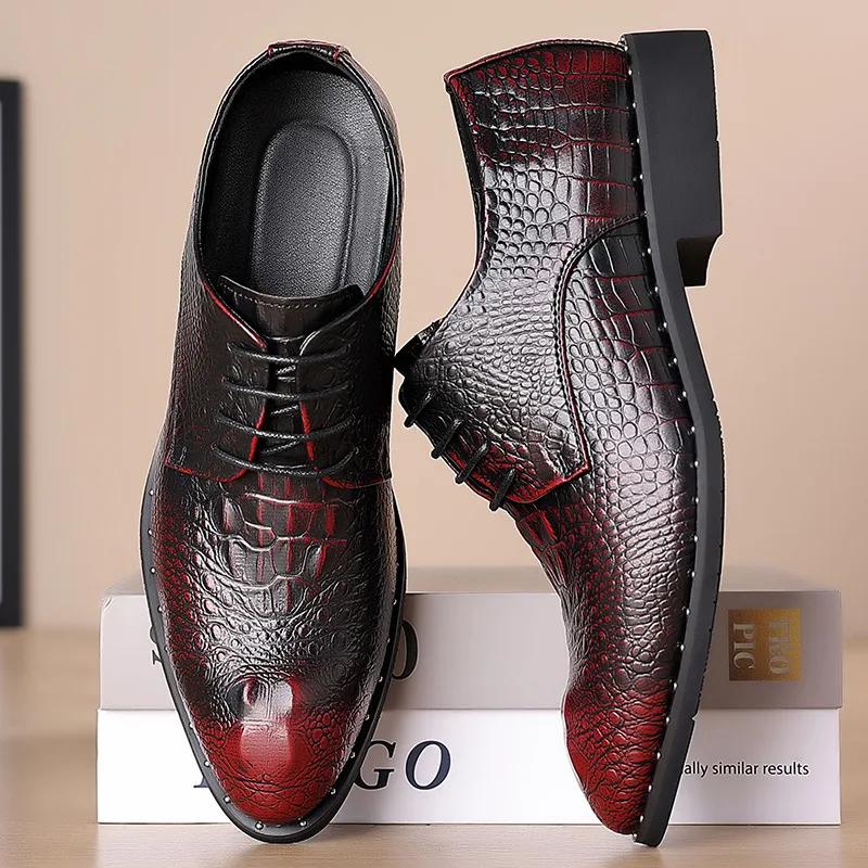 Men's 2025 Dress Leather Shoes Lace-Up Wedding Party Shoes Mens Business Office Oxfords Flats Plus Size Men Fashion