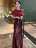 Nanyou Elegant Off-Shoulder Mermaid Sequin Evening Dress for Weddings & Banquets