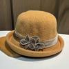 Hat lady autumn and winter fashion elegant basin hat knitted woolen top hat middle-aged and elderly mother warm bucket hat
