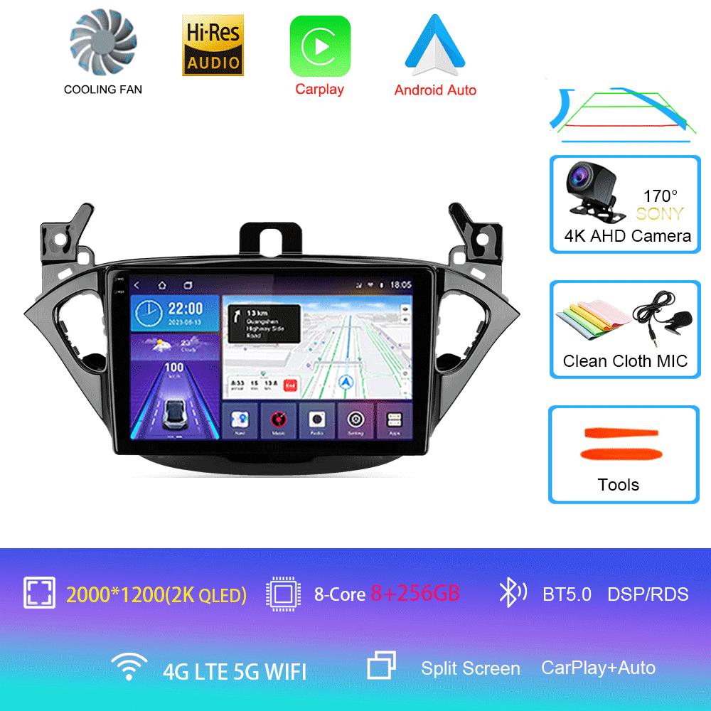 Car Radio Android 14 Carplay For Opel Corsa 2015 - 2019 or Adam 2013 -2016 Navigation GPS Multimedia Player WiFi+4G Stereo Video
