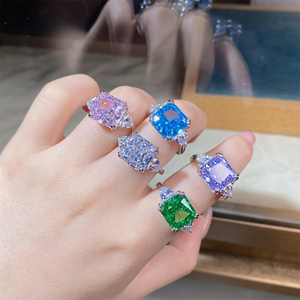 Elegant S925 Sterling Silver Zircon Ring for Women - European and American Style High Carbon Diamond Design