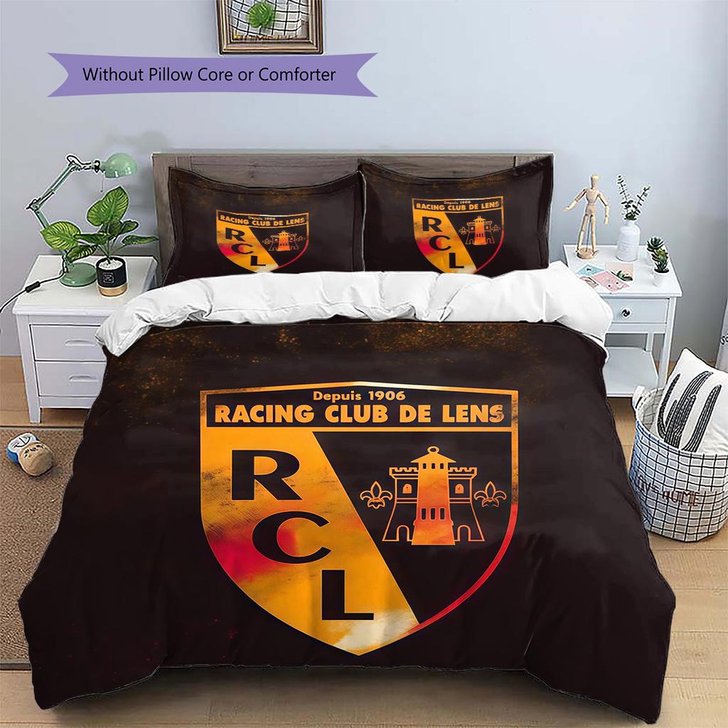 Racing Club De Lens Pattern Bedding Quilt Set Home Decoration Gift (1 * Duvet Cover + 2 * Pillowcase Without Core)