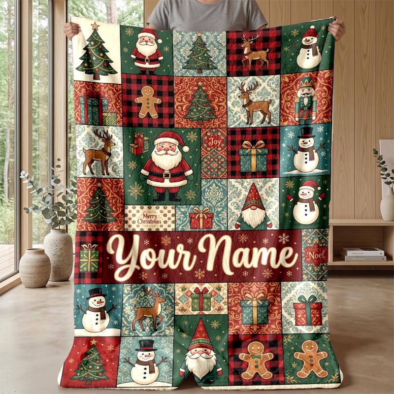Manta de Franela con Nombre Personalizado Impreso Calidez Confort Manta para Cama Decoración del Hogar Regalo Festivo
