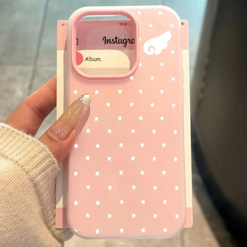 Korean Cute Star Angel Wings Silicone Matte Candy Color 2 In 1 Phone Case for Redmi Note 15 14 13 12 12S 11 10 8 7 Pro 4G 5G