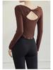 Lulu Women's Hollow-Out Back Yoga Wear: One-Shoulder Long Sleeve Tight Fitness Suit for Running & Sports Training.