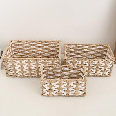 Panier de Rangement en Rotin Tissé à la Main Organisateur Naturel de Table pour Collations Cosmétiques Décoration de la Maison