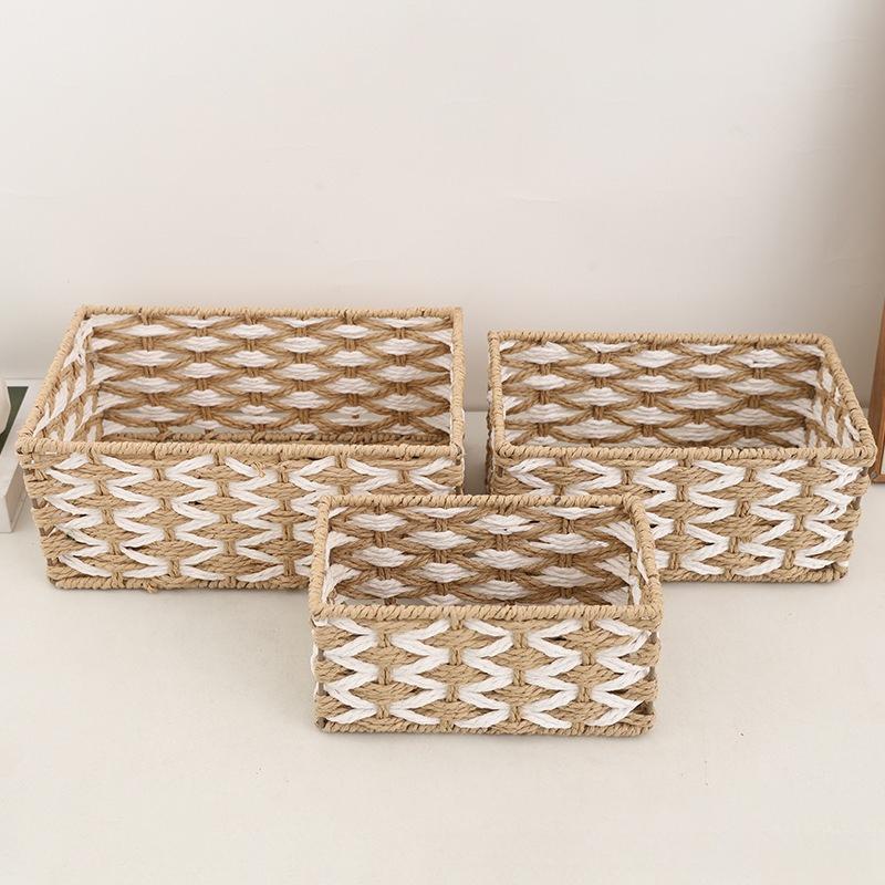 Handgeflochtener Rattan-Aufbewahrungskorb Natürlicher Tisch-Organizer für Snacks Kosmetik Heimdekoration