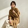 Classic autumn and winter stand-up collar loose and lazy thickened medium and long double-sided wool coat for women