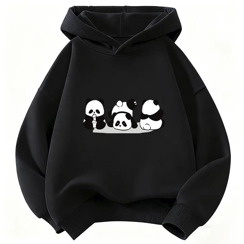 Autumn/Winter Children's Casual Hooded Sweatshirt - Cute Panda Animal Print Pullover for Boys and Girls