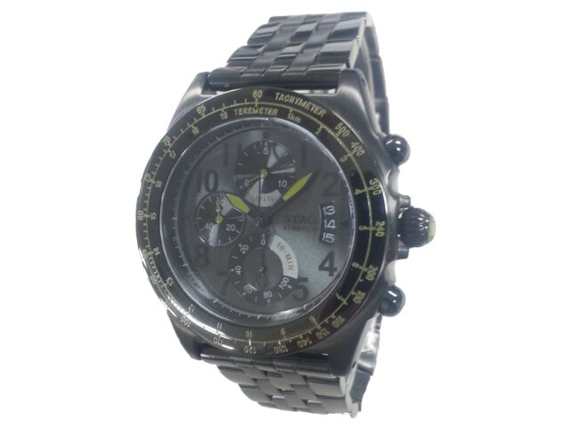 

Часы STAG STG007B2, черный браслет из нержавеющей стали, корпус, изготовленный в Японии, хронограф