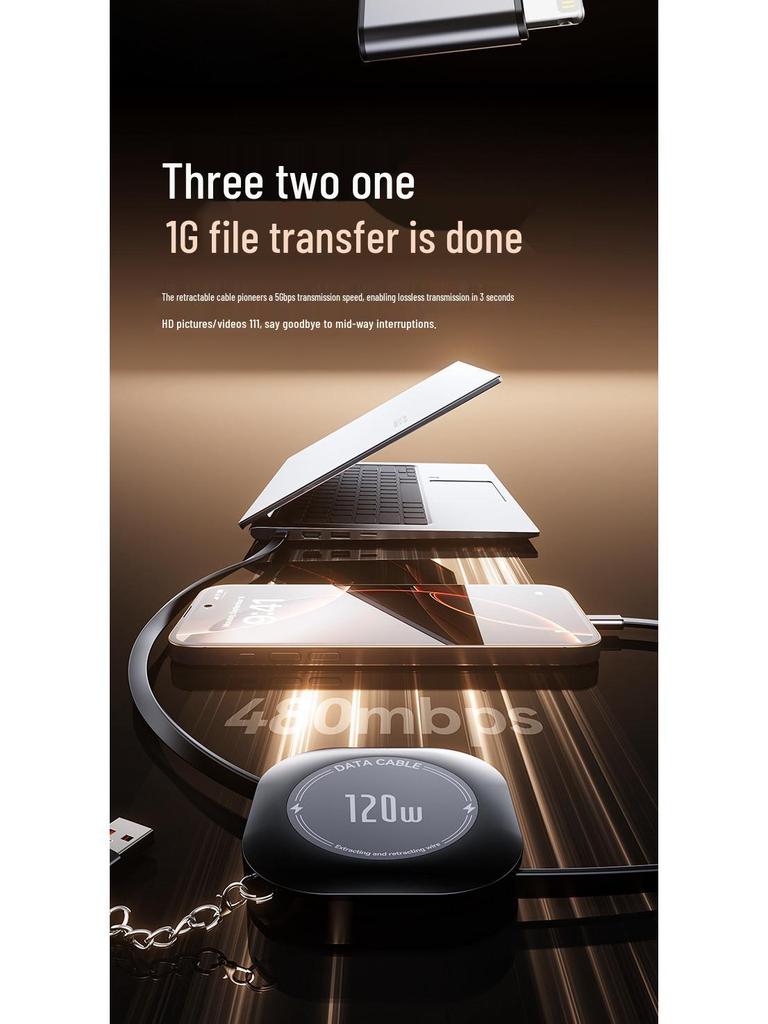 Einziehbares Schnellladekabel für Apple, Huawei, Xiaomi – Tragbare Aufbewahrung & Datenübertragung Geschenk