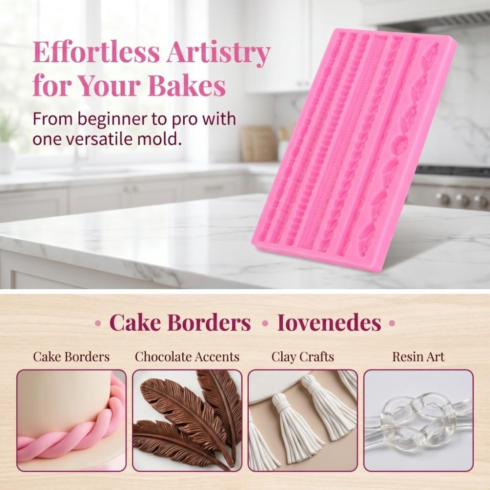 Embossed Pattern Silicone Fondant Mold Non Stick Lace Chain Mold Clay Mold  Fondant Gumpaste