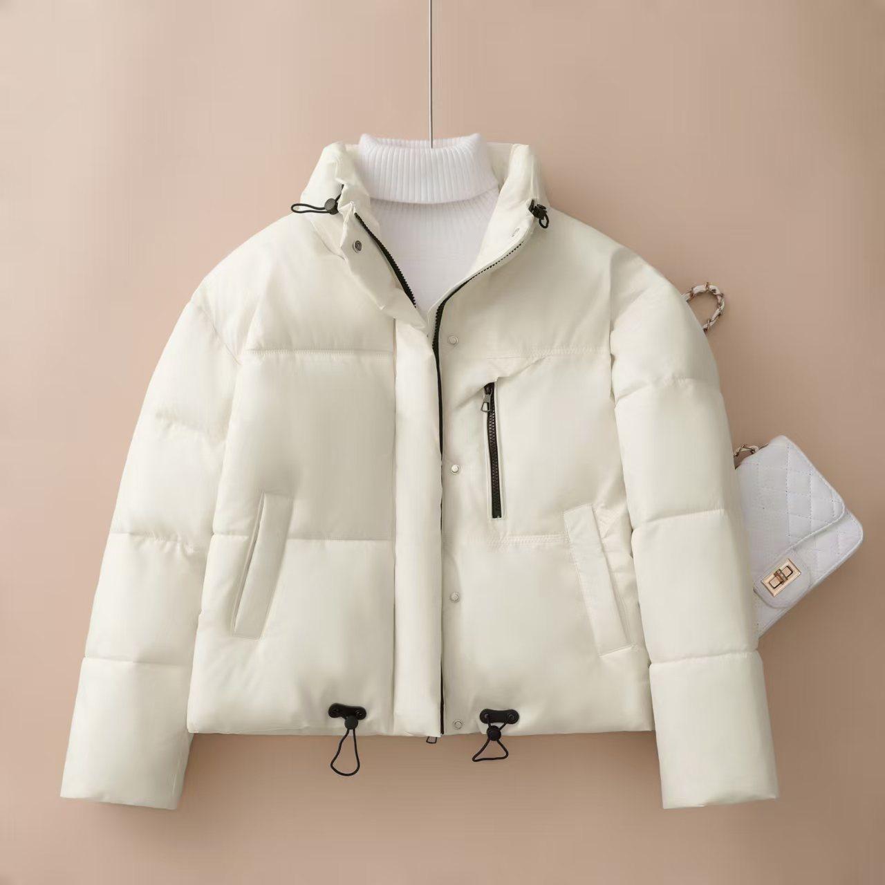 

Women s short cotton-padded clothes 2025 new small Korean version loose cotton-padded clothes bread clothes cotton-padded jacket winter M брудно-білий