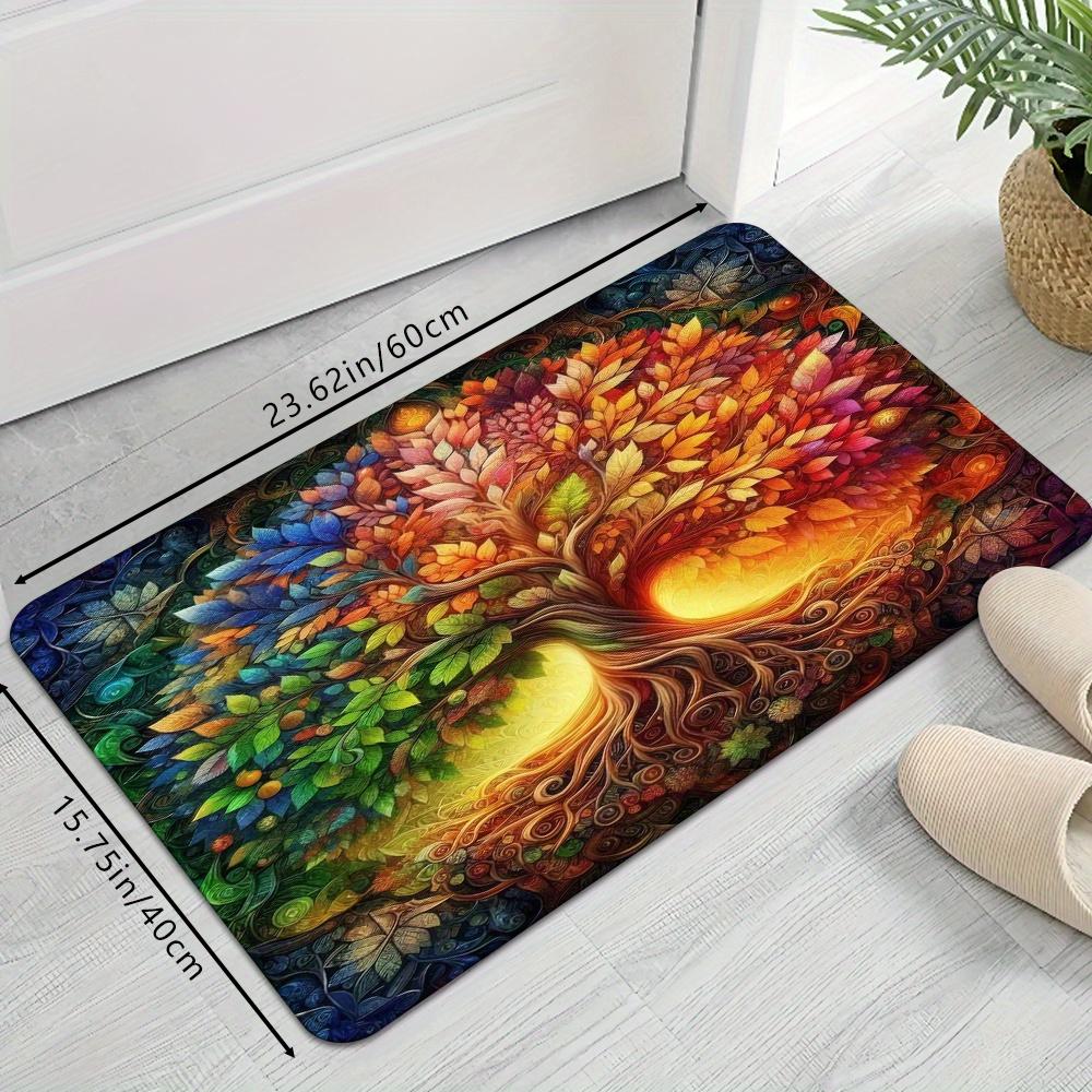 1Pcs Anti Fatigue Kitchen Rugs,Artistic Life TreePrint Waterproof Non-Slip Thick Cushioned Kitchen Mat Heavy Duty Comfort Standing Mat for Kitchen