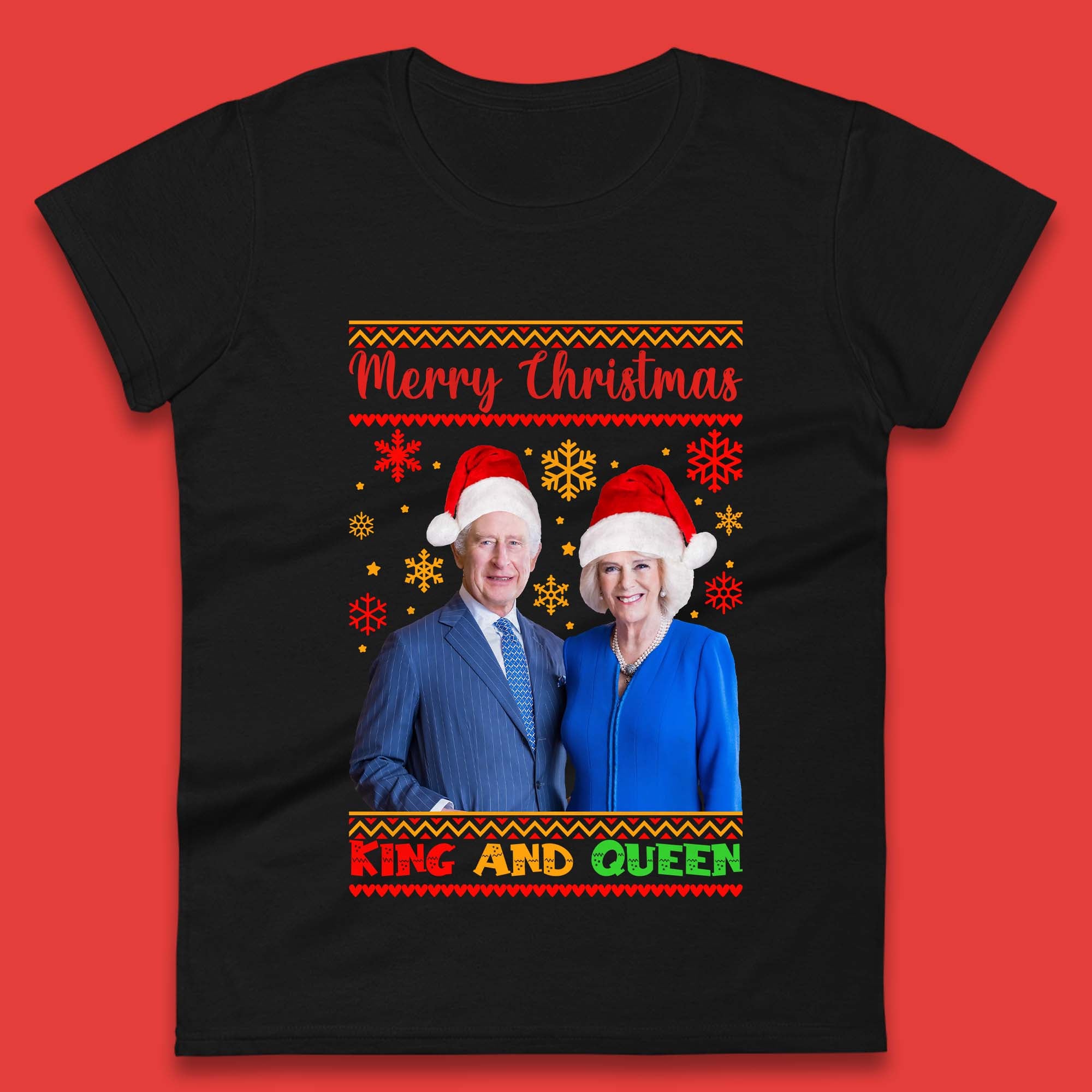 King And Queen Christmas Womens T-Shirt Mens Tops Tees Unisex 2XL