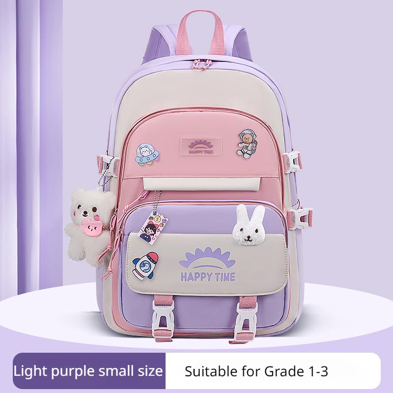 Frische Patchwork-Handtasche im College-Stil, superleichter Rucksack zum Schutz der Wirbelsäule, niedliche Cartoon-Schultasche für Mädchen und Jungen
