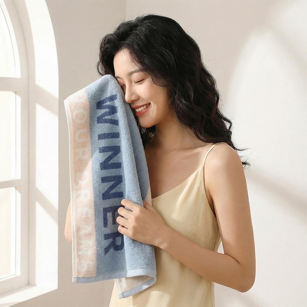 Striped Absorbent Thick Cotton Face Towel Soft Yarndyed Design For Adults