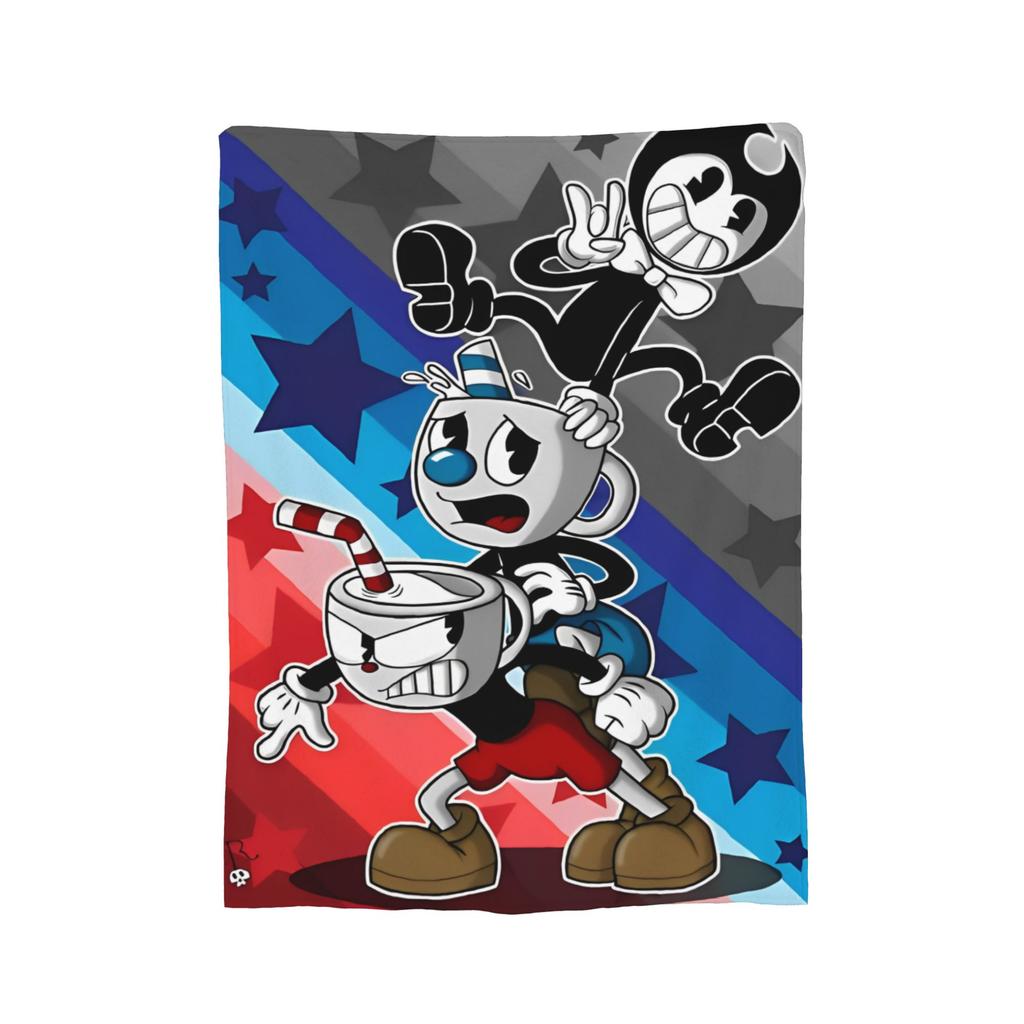 Cupheads And Mugman Blankets Flannel Game Lightweight Thin Throw Blankets for Bed Bedroom Quilt