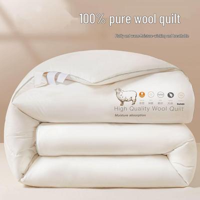 100% Pure Wool Thick Winter Quilt for Dorms – Warm Cashmere, Cotton, Spring & Autumn Use