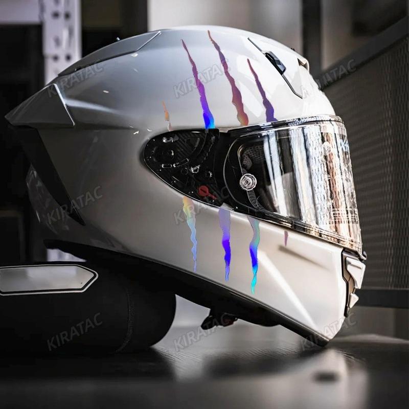 1 Stück Monster-Kralle-Kratzer Rosa Laser Motorradhelm-Aufkleber DIY Motorrad-Kraftstofftank-Verkleidung Roller Wasserdichte Vinyl-Aufkleber