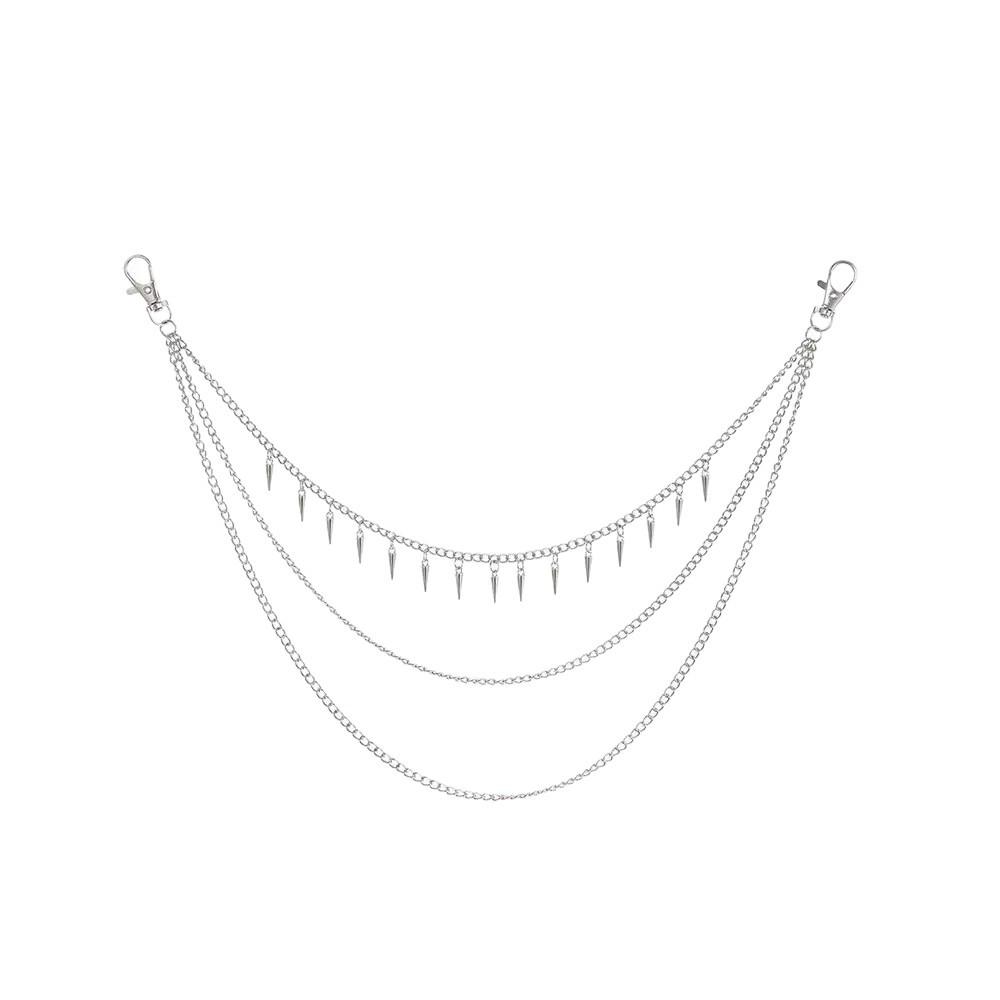 Punk Style Rivet Chain Pants – Geometric Metal Hip Hop Unisex Accessory