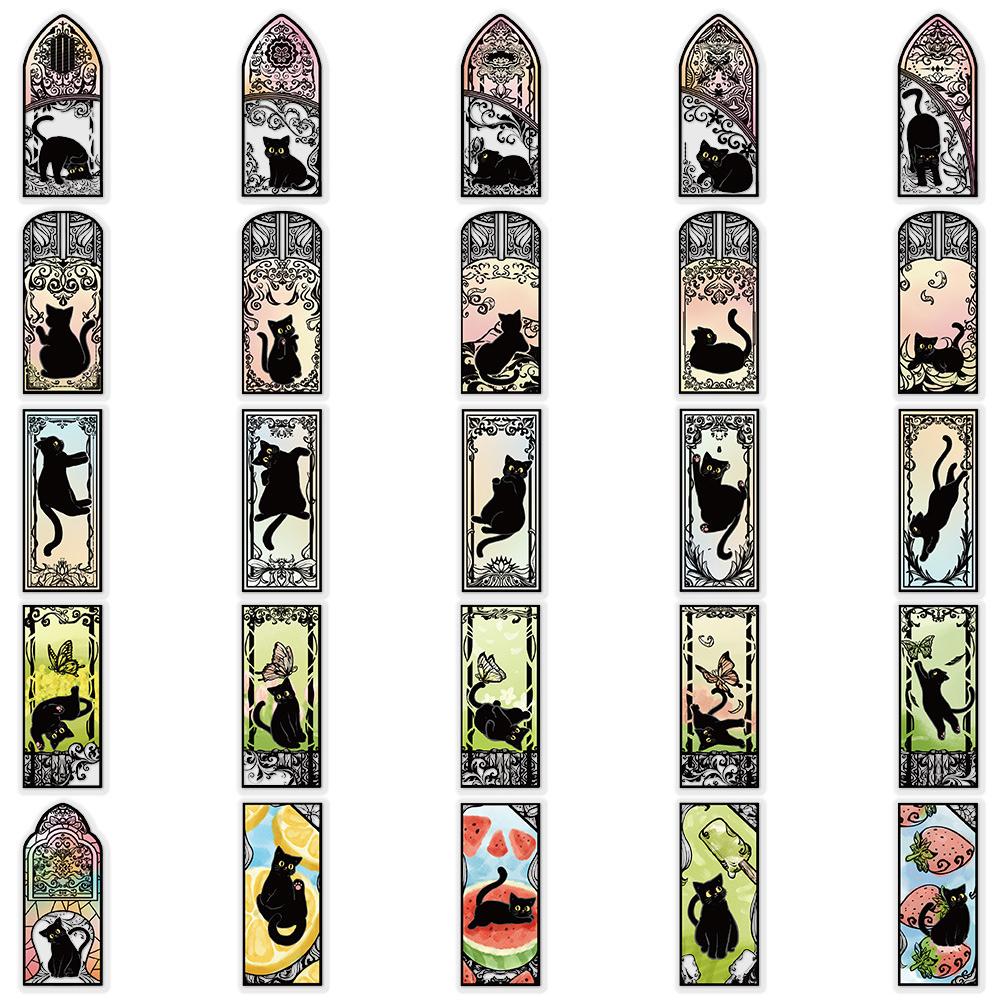 10/30/50pcs Cartoon Dark Gothic Black Cat Stickers Aesthetic Transparent PET Decals Phone Suitcase Laptop Funny Graffiti Sticker