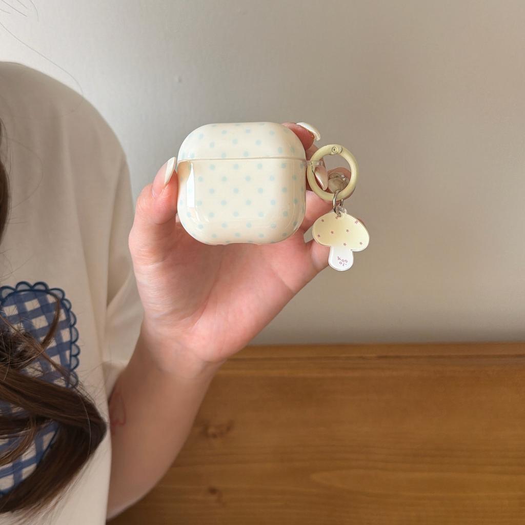 Milk white background fog blue polka dot AirPods 1 generation earphone case for Apple earphones AirPods 1 generation Pro1