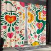 2Pcs Cartoon Heart Graffiti Print Curtains,suitable for Bedroom,living Room Kitchen Decoration,home Decoration,window Decoration