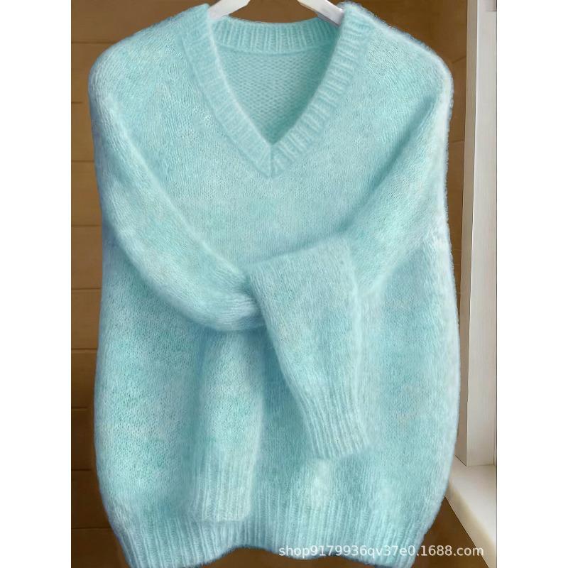 Season V-neck fleece feeling warm feeling pullover sweater women