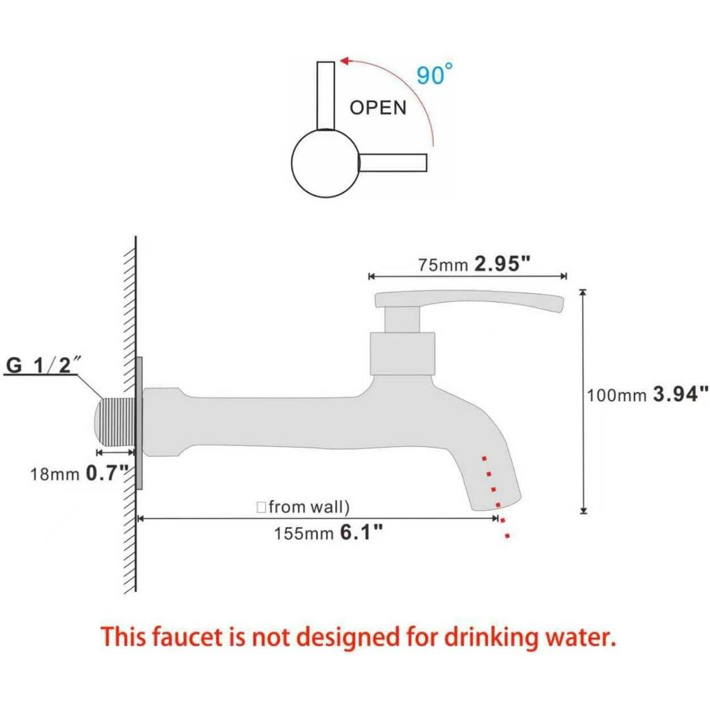 Brass Outdoor Wall Mounted Faucet Mop Basin Single Cold Tap Chrome Garden Hose Spigot G 1/2 inch Connection