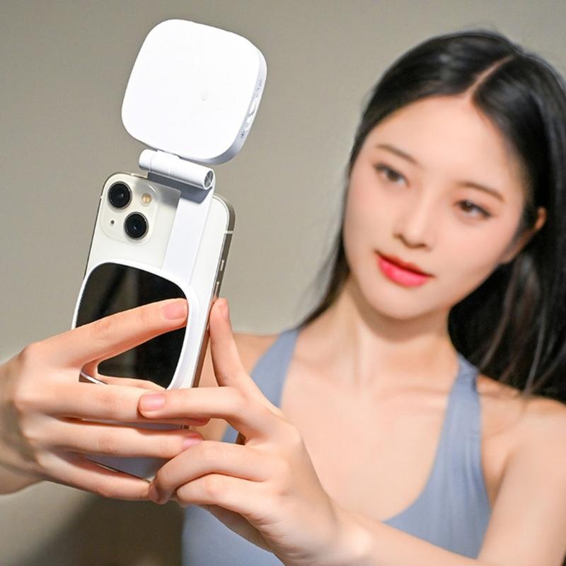 Portable Pocket Sized Vanity Mirror Light With 3 Lighting Mode Magnetic Attachment for Phone 17 Series Type C Charging
