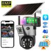 LS VISION Cameră solară 4G SIM, supraveghere exterioară, obiectiv dual WiFi 8MP 4K PTZ, panou solar, 360°, wireless, securitate, protecție, camere IP