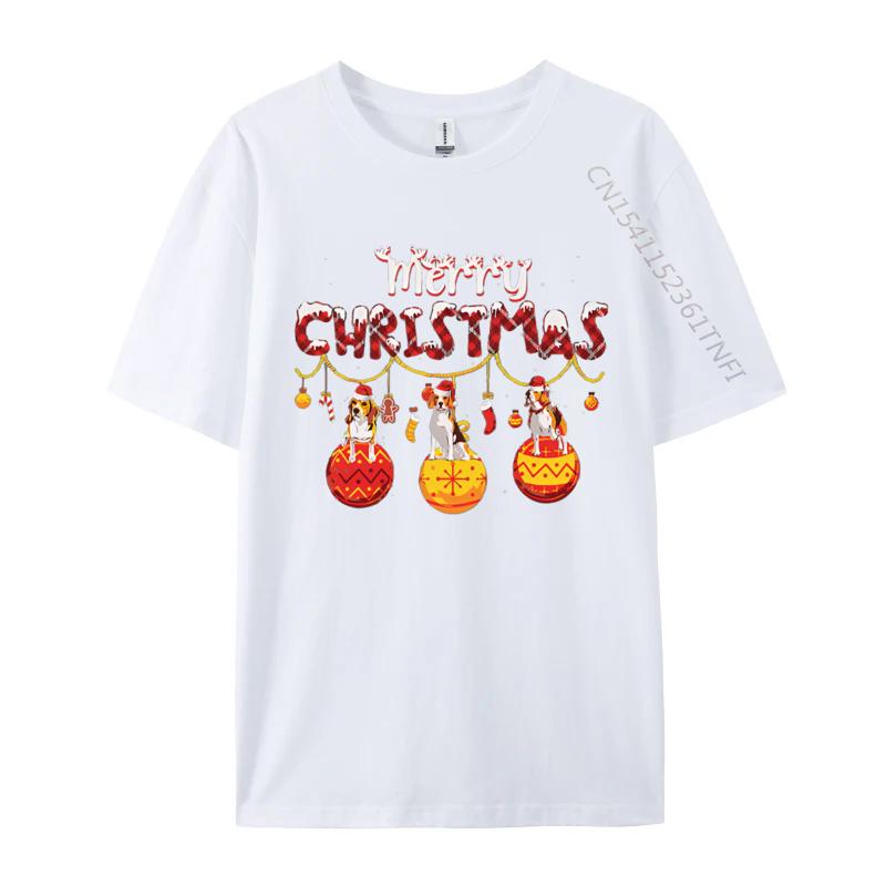 Beagle Dog Red Plaid Santa Merry Christmas Tshirt Print Casual Slim Fit Tshirt Top Graphic Tee Cotton