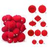 35pcs/set Velvet Christmas Ball Ornament Flocked Hanging Xmas Tree Ball Velvet Pendant Ball For Home Christmas Party Decoration