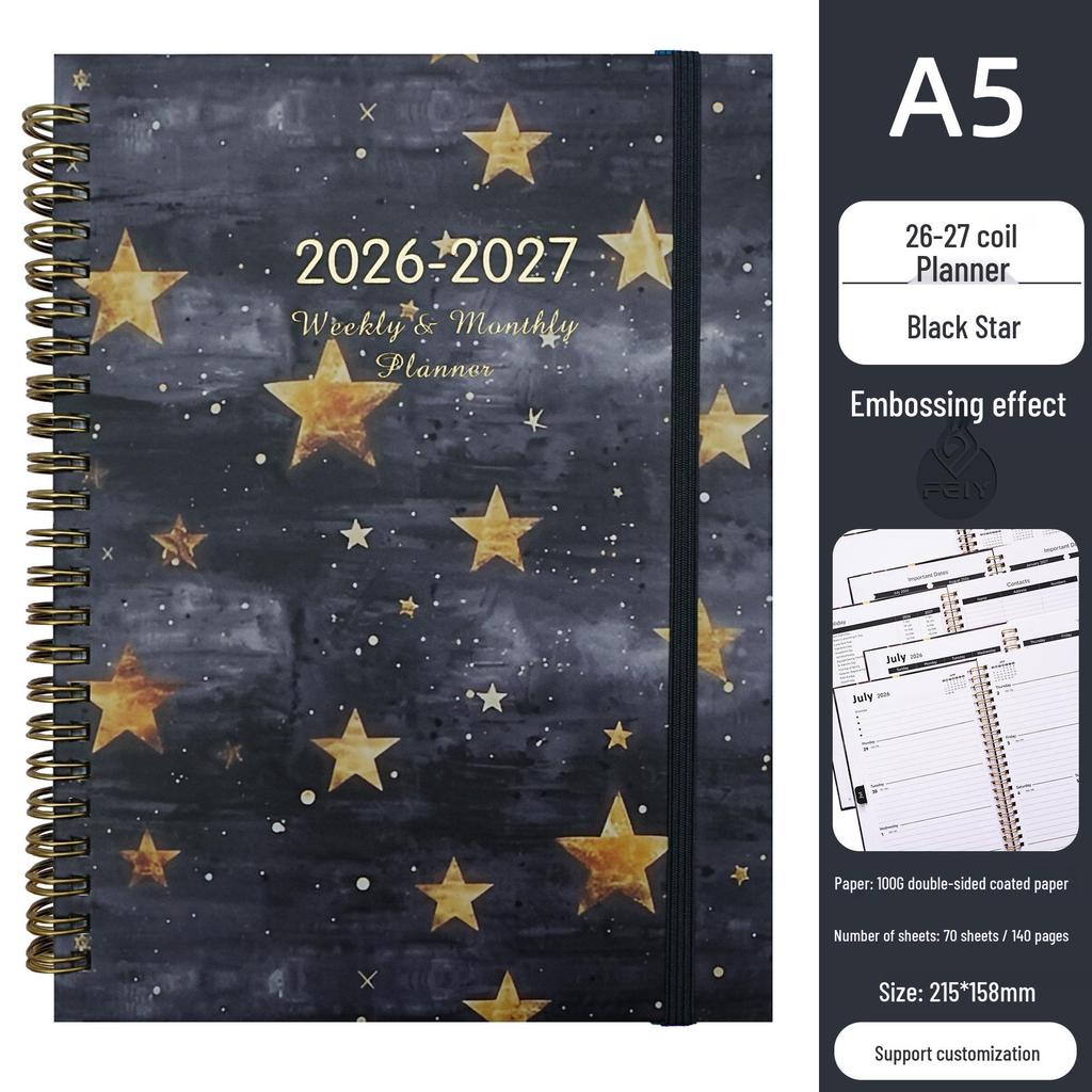 A5 Custom 26-27 Year English Star Coil Planner in Stock