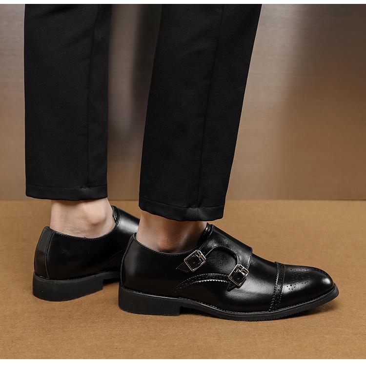 Herren Nachtclub Punk Übergröße Doppel Schnalle Brogue Leder Slipper 38-48