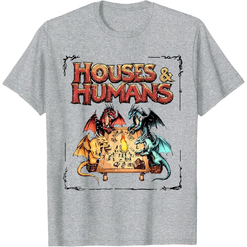 Unisexs Tshirt Fun Dungeonsdragons Inspired Tees Househuunisexs Rpg Parody Game Player Top With Dragon And Wizard Battle Design