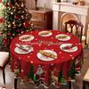 Christmas Red Festive Tablecloth, Santa Reindeer Gift Tree Waterproof Coffee Table Tablecloth, Family Tablecloth