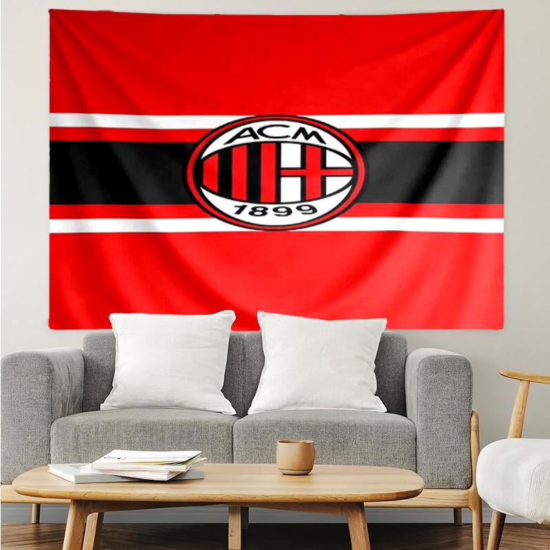 AC Milan Print Tapestry, Backdrop, Easy Setup, Ideal for Bedroom, Office & Living Room, with Aesthetic Wall Hanging Decor.