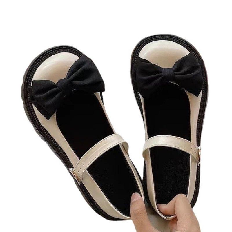 Mary Jane Small Leather Shoes Summer Women's Platform Big Head Shoes Sweet and Cool Versatile Thin Bow Single Shoes