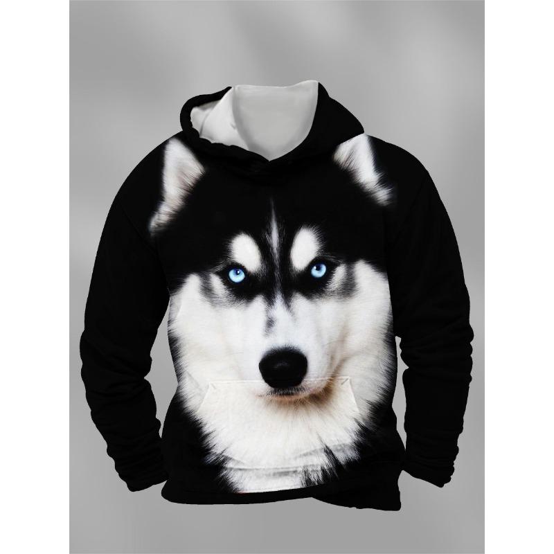 3D Husky Dog Print Sweatshirts Casual Hooded Tops Y2k Pullover Clothes Harajuku Top Men s Clothing S 1973₽