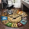 Vintage Cafe Clock Design round carpet Chair cushion Round Entryway Rug, Soft Round Rugs for Living Room, Bedroom, Circle Carpet decor gifts