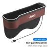 For Jeep Car LED Lights Seat Gap Storage Box Cup Holder With USB Charging For Jeep Grand Cherokee Wrangler JK Gladiator Compa