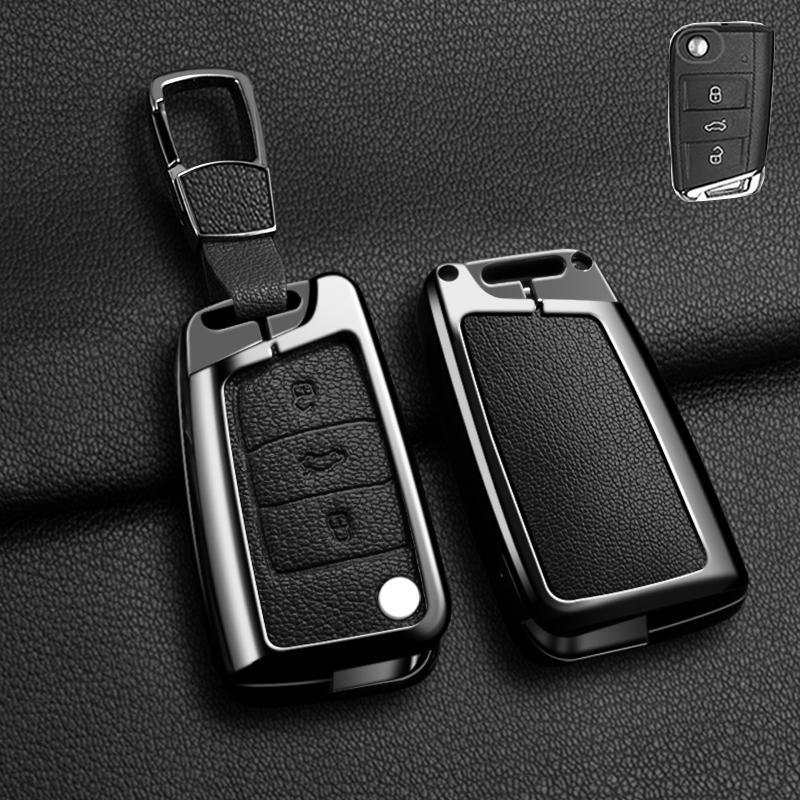 Zinc Alloy Leather Car Key Case For Volkswagen Tiguan Golf 7 Mk7 Mk2 For Seat Ateca Leon Fr 2 Ibizas Koda Octavia Kodiaq