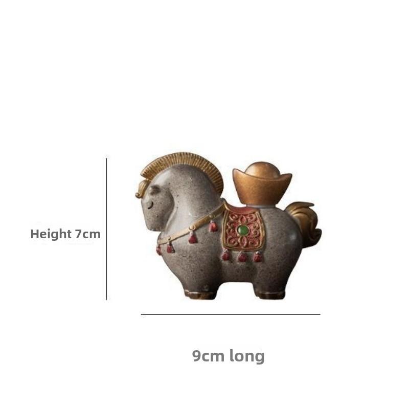 Lucky Horse Tea Pet Chinese Style Fortune Tang Horse Ornament Reusable Tea Tray Accessory Fine Tea Play for Tea Table