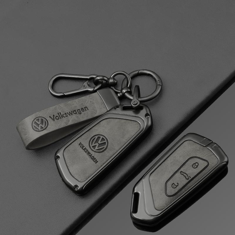 T25Fashion New Double-sided Leather Car Key Case Cover Shell Protection Auto Styling Accessories For VW Volkswagen Golf 8 MK8 Leon