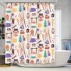 Outdoor Adventure Shower Curtain Campfire Patterns Decorative Waterproof Shower Panel Hiking Travel Camping Gear Set For Home Ba