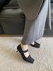 fashion Square Toe Women Pumps Silver Black Fashion Dress Shoes Thin Mid Heels Cross Bandage Sexy Office Pumps Elegant Dress Shoes Woman